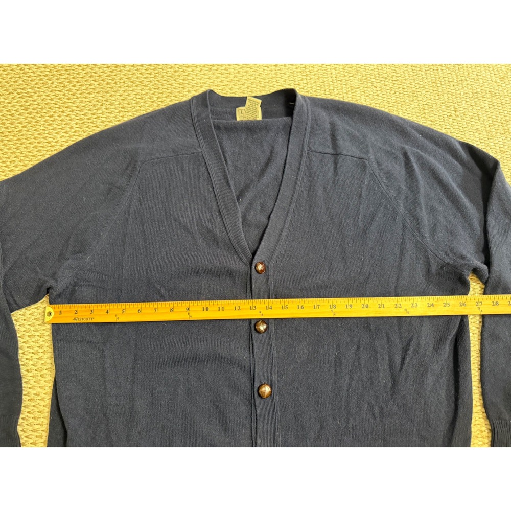LL Bean Mens XXL Tall Navy 100% Lambswool Button Cardigan Sweater old money VTG - Picture 5 of 6